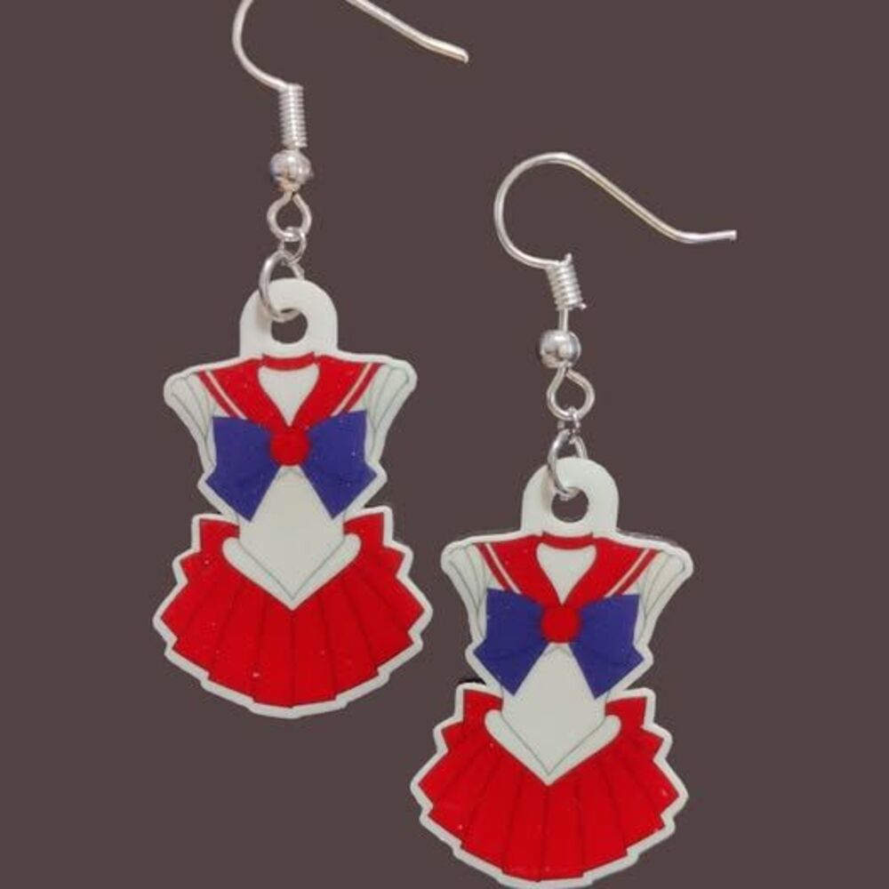 Sailor Moon Sailor Mars Earrings-Clip-ons-Silver